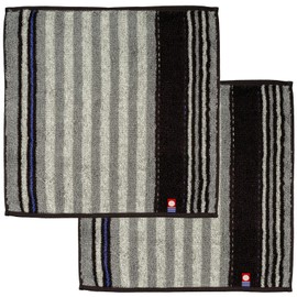 Nishio IBT-505-04-2P Imabari Towel Certified Hand Towel, Men's, Set of 2, Made in Japan, 100% Cotton, 9.8 inches (25 cm), Double-Sided Pile, Water Absorbent, Striped, Vertical Stripe Pattern