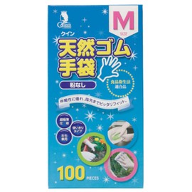 Utsunomiya Production Quinn Natural Rubber Gloves, Medium, 100 Pieces