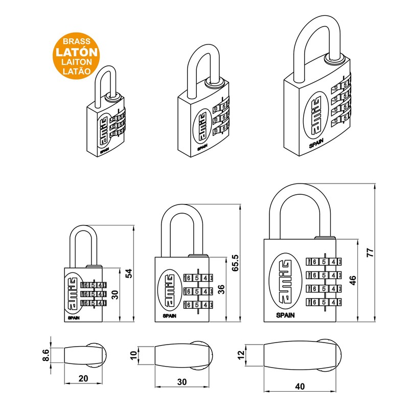 Amig - Combination Padlock Model 42 | 3-Digit Security for
