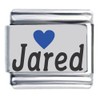 Jared Dark Blue Heart Laser Name Italian Charm Link