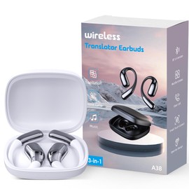 Translation Earbuds Real Time, AI Translator Earbuds, 3-in-1 Earbud Translator 144 Languages & Accents for Android iOS, Translation Earphones for Travel Business Learning (A38 White)