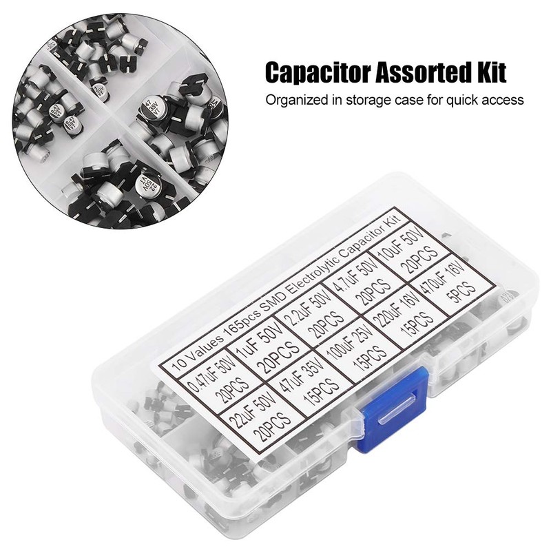 165 Capacitors, Smd Aluminium Electrolytic Capacitors Boxed Portable Classification Kit