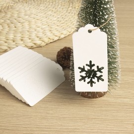 100PCS Christmas Kraft White Paper Gift Tags Snowflake Xmas Tags with Cotton String for DIY Crafts Holiday Gift Wrapping