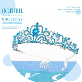 Acenail Birthday Crown Girl Birthday Sash Birthday Tiara Girls Rhinestone Birthday Crowns for Women Happy Birthday Tiaras Princess Birthday Jewelry Gifts Set Birthday Decorations Birthday Party Props
