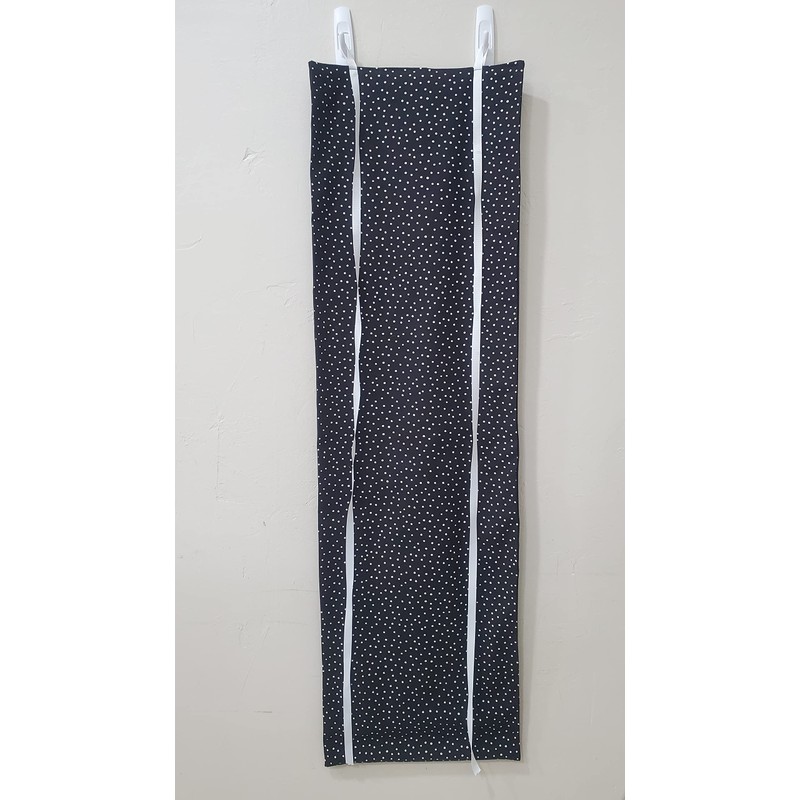 Classroom Door Curtain Security Tiny White Polka Dots Black Background