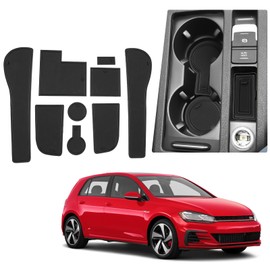 BIBIBO Rubber Mats Non-Slip Mats Compatible with VW Golf 7 7.5 GTI Variant R GTD GTE 2014-2019 (For Right Hand Drive), Rubber Car Mats, Golf 7 Accessories, Centre Console Mats, Car Door Slot