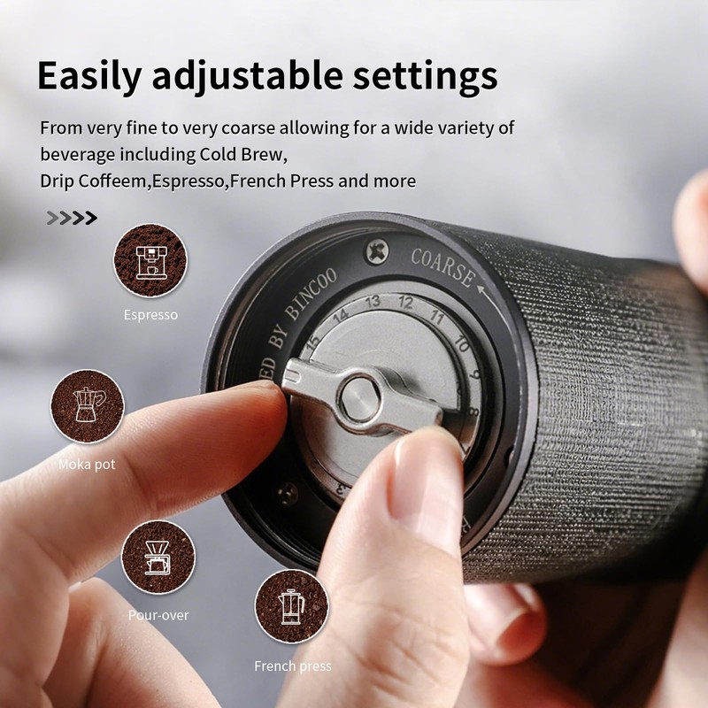 Manual Coffee Bean Grinder, Portable Hand Espresso Grinder with 6