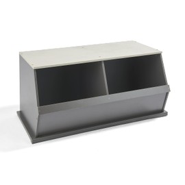 Badger Basket Two Bin Stackable Toy Storage Cubby Organizer - Charcoal/Light Gray