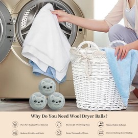 Dryer Balls Laundry Reusable, XL Wool Dryer Balls Cute, Fabric Softener Ball, Extra Large Dryer Balls with Animal Pattern, Shorten Drying Time, Organic Wool - Dry 1000+ Loads (Gray 6 Pack Dog Shapes)