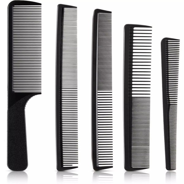 5 Pcs Carbon Styling Combs Set, Fine Teeth, Anti-Static Hairdressing