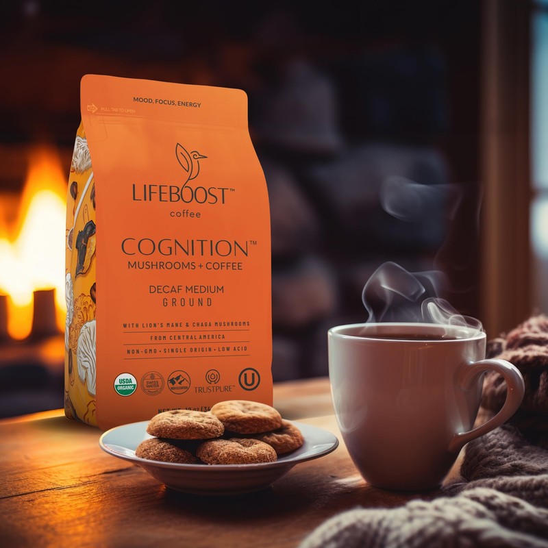 LIFEBOOST Lifeboost Cognition Adaptogenic Decaf Mushroom Coffee - Lions Mane