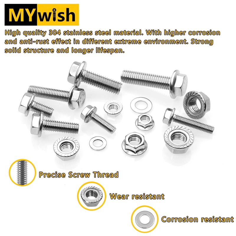 M6x1.0 Bolt (10 Sets) M6 x 12mm Flanged Hex Head