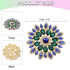 PATIKIL 4.3 Inch Rhinestone Patches, Flower Shape Applique Patches Rhinestone Applique Glitter Crystal Patches for Shoes Clothes Pants Bags Hats Shirts DIY, Blue Green Gold