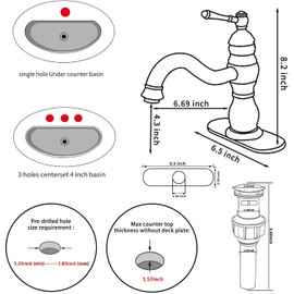 Bathroom Faucet Brushed Nickel GGStudy 360° Swivel Bathroom Vanity Faucet Single Handle One Hole Bathroom Sink Faucet Basin Matching Pop Up Drain with Overflow