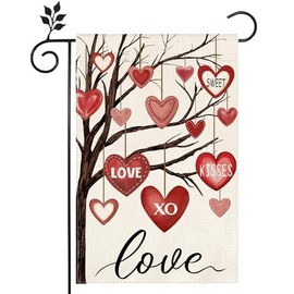 Happy Love Heart Tree Garden Flag 12x18 inch Home Outdoor Yard Lawn Garden Flag Decoration -A