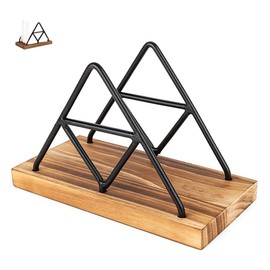 Walquicks Metal and Wooden Napkin Holder - Triangle Design for Kitchen, Dinner Table, Cocktail Bar, Tablecloth Décor Standing Rack