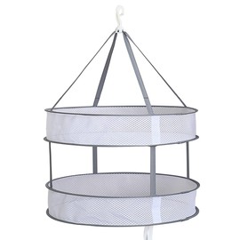 LHChan Tendedero de Malla Plegable de 2 Niveles para Colgar y Secar Suéteres, Resistente al Viento, Estante de Secado Grande para Lavandería, Secadora de Malla Plegable para Ropa, Portable