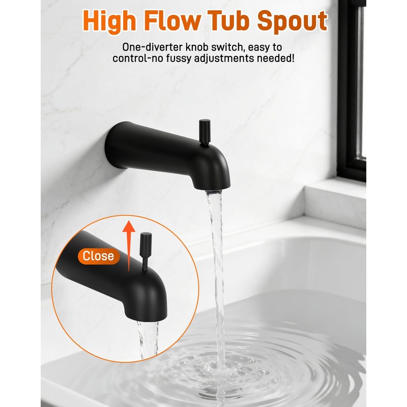 Compatible with moen Matte Black Shower Trim Kit, Dual Shower