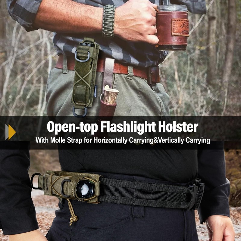 OneTigris Flashlight Holster Molle Flashlight Holder for Belt Tactical Pouch