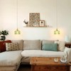 Shenmoyl Pendant Light with Green Striped Glass Lmapshade, Brass Vintage