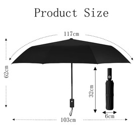 Windproof Foldable Large Windproof Umbrella -, Travel Portable | Business Classic Fashion, Sturdy Military Grade Steel Frame | Quick Open and Close (Matte Black)