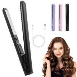 Mini Dual Purpose CurlingIron, 2 in 1 MiniCurling Wand & Flat Iron Hair Straightener, Portable Travel Curling Iron, Mini Wave HairCurling Iron for Short and All HairTypes(Black)