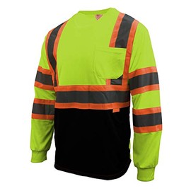 New York Hi-Viz Workwear RK Safety NY BFL-T5712 High-Visibility Class 3 T Shirt with Moisture Wicking Mesh Birdseye and X Pattern, Black Bottom (Neon Lime, Medium)