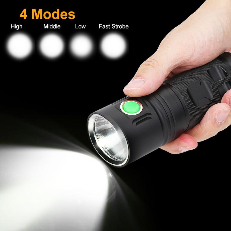 Ultra Light Portable Waterproof Rechargeable LED Flashlight Mini Torch with