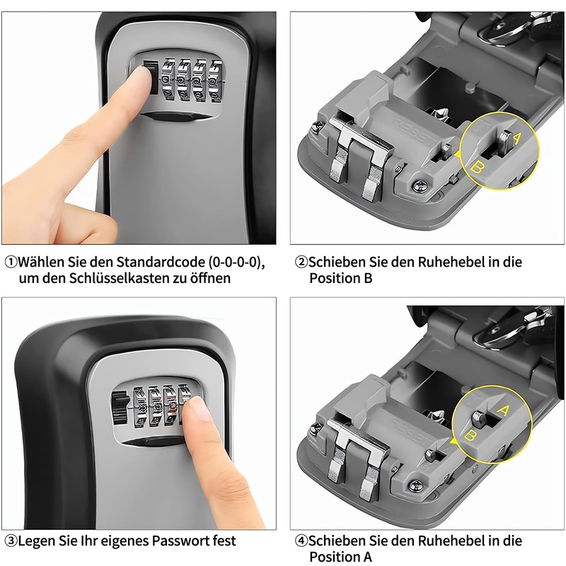 Key Safe with Number Code, Key Cabinet with 4 Digit