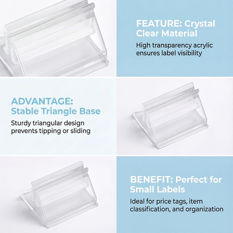 50 Pack Clear Acrylic Place Card Holders, Photo Holders For