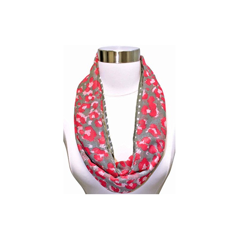 Fuchsia & Gray Leopard & Polka Dot Infinity Scarf