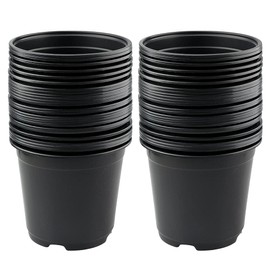 KINGLAKE 50 Pcs 6" Plastic Plants Nursery Seedlings Pots Flower Plant Container Seed Starting Pots Matte Black