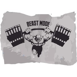 Beast Mode Fitness Gym Exercise Lifting Barbell Weightlifting Bodybuilding Wall Art Sticker Designs Decors Vinyl Stickers for Home House Walls Rooms Window Bedroom Decoration Size (28x24 inch)