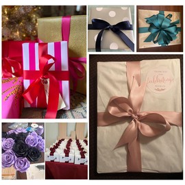 Gift Ribbon Rose Gold 20 mm Wide, 23 Metres Satin Ribbons Rose Pink Fabric Ribbon Crafts, Wedding Decoration, Christmas, Hair Bows, Bouquets, Birthday and Gift Packaging