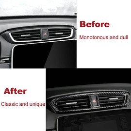 3PCS Carbon Fiber Texture Central Side Dashboard Air Vent AC Outlet Cover Fit for Honda CRV 2017 2018 2019 2020 2021 Car Interior Center Console Wind Outlet Panel Frame Trim Kits