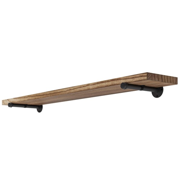 Wallniture Burnt Finish Pipe Wall Shelf - 9.25'' Deep, 1.5''