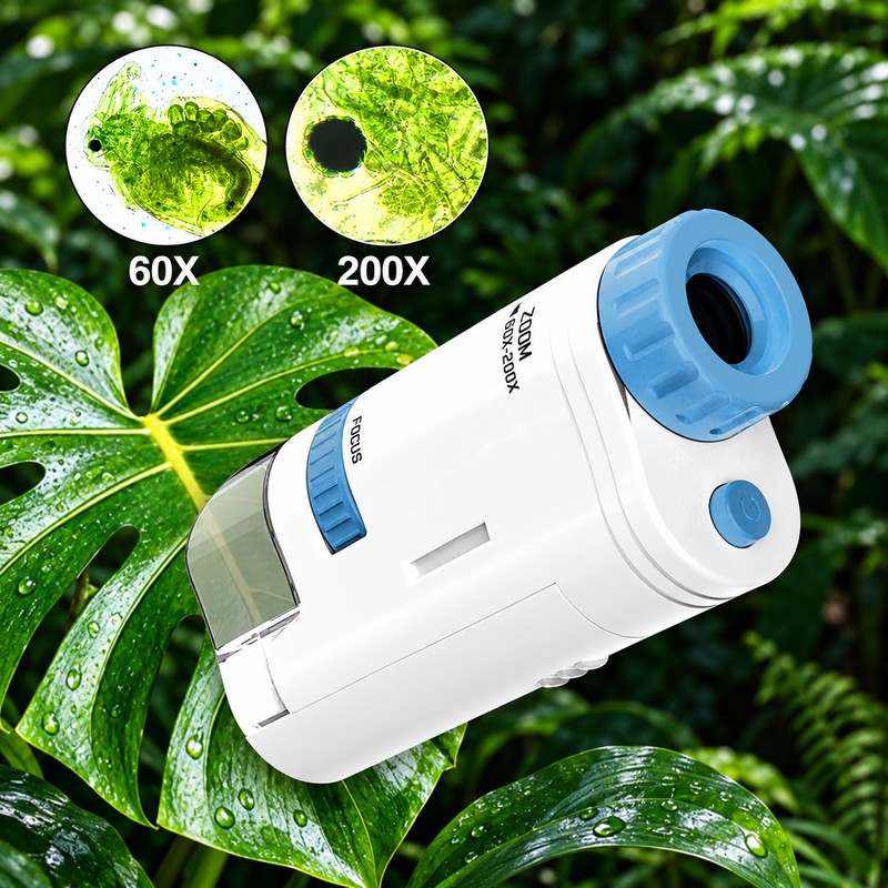Pocket Microscope for Observation – 60x–200x Magnification with LED Light