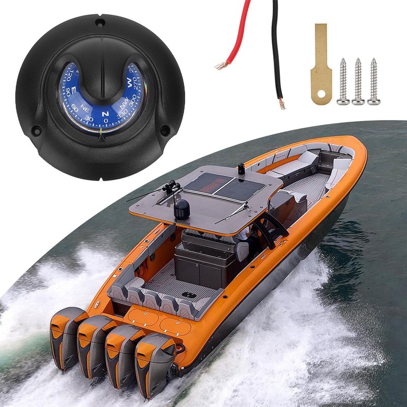 Boat Compass, Sea Dashboard Marine Compass Multi‑Functional Flush Mount High