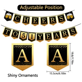 51st Happy Birthday Banner, 51 Year Old Birthday Decorations for Women or Men, Amazing Party Bunting Decoration, Hanging Decor for Mother or Dad