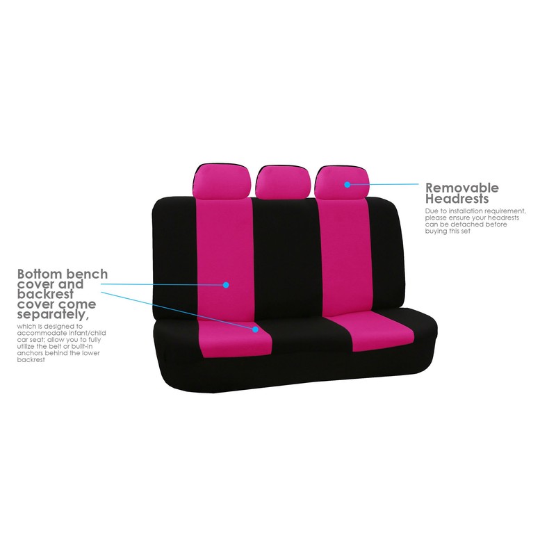 FH Group Flat Cloth Full Set Car Seat Covers Three