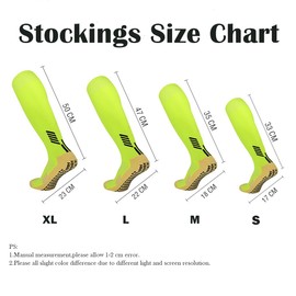 RVROVIC 2 Pcs Non Slip Training Socks for Men, Anti Slip Knee-Length Soccer Socks with Grip Pads for Football Basketball, 1 orange, S