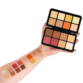 JasCherry 16 Colors Cream Palette, Professional Makeup Palette, Eyeshadow Palette with 10 Brushes Makeup Set, Contouring Powder Face Kit, Multi-use Shades, Blendable, Long-lasting Wear, Vegan