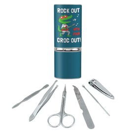 Rock Out with Your Croc Out Crocodile Roll Funny Humor Stainless Steel Manicure Pedicure Grooming Beauty Care Travel Kit