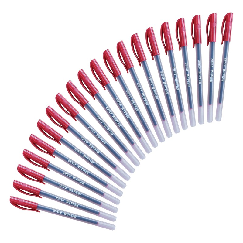 SAINO Softek Ballpoint Pens, RED, Fine Point (0.7mm), Pack of