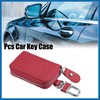 A ABSOPRO Faux Leather Zipper Car Fob Key Case for