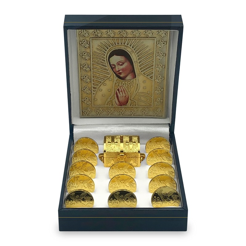 Arras Matrimoniales con Baño de Plata con Cofre y Estuche,