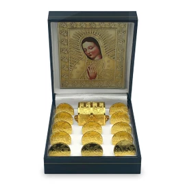 Arras Matrimoniales con Baño de Plata con Cofre y Estuche, Wedding Unity Coins - Arras para Boda (San Benito)