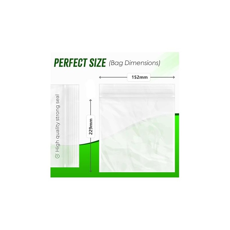 100 Plastic Bags Grip Seal CHOOSE YOUR SIZE Zip Lock