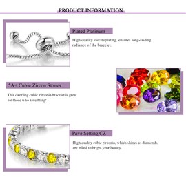 Sfoni Tennis Bracelets for Women, Hypoallergenic Birthstone Bracelet with Cubic Zirconia Adjustable Slider Bracelet Jewellery Gifts for Lady Girls Birthday Graduation Gifts, November