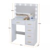 Yamissi White Vanity Desk with LED Lighted Mirror and 5